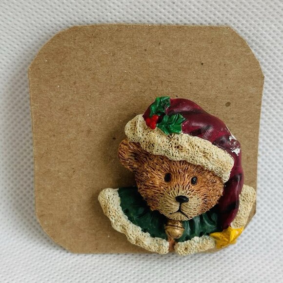Vintage Boyds Bears Christmas Brooch Santa Hat Bear Pin Excellent Condition - Picture 2 of 3